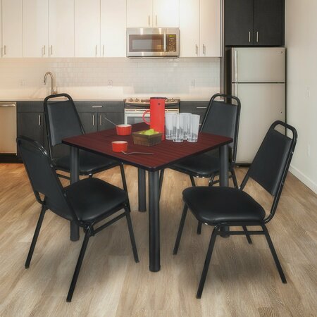 KEE Square Tables > Breakroom Tables > Kee Square Table & Chair Sets, 42 W, 42 L, 29 H, Mahogany TB4242MHBPBK29BK